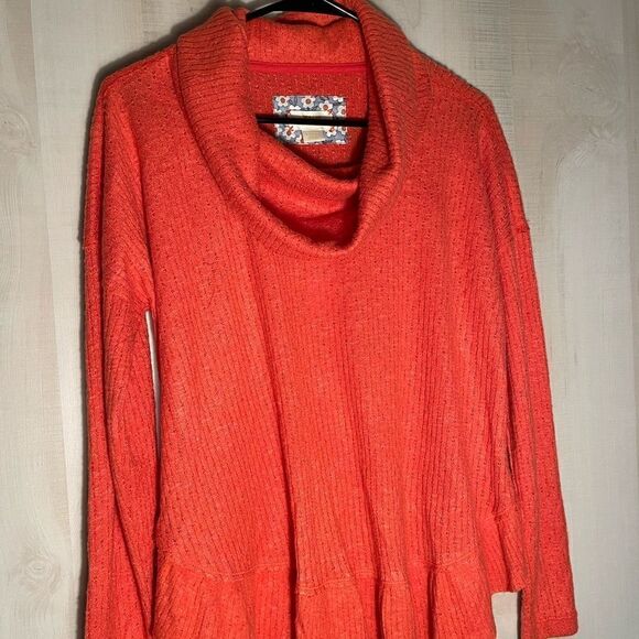 NWT Maeve Winterscape thermal rivers sweater orange cowl neck, size XS - Picture 5 of 16